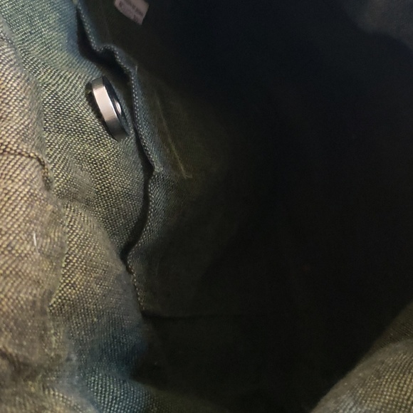 Silla Yeti green fabric embroidery with round wood handles bag - Picture 3 of 4